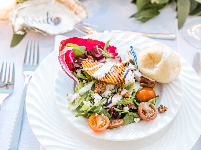 Food on a table at a wedding