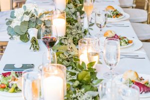 Wedding table spread with food on table