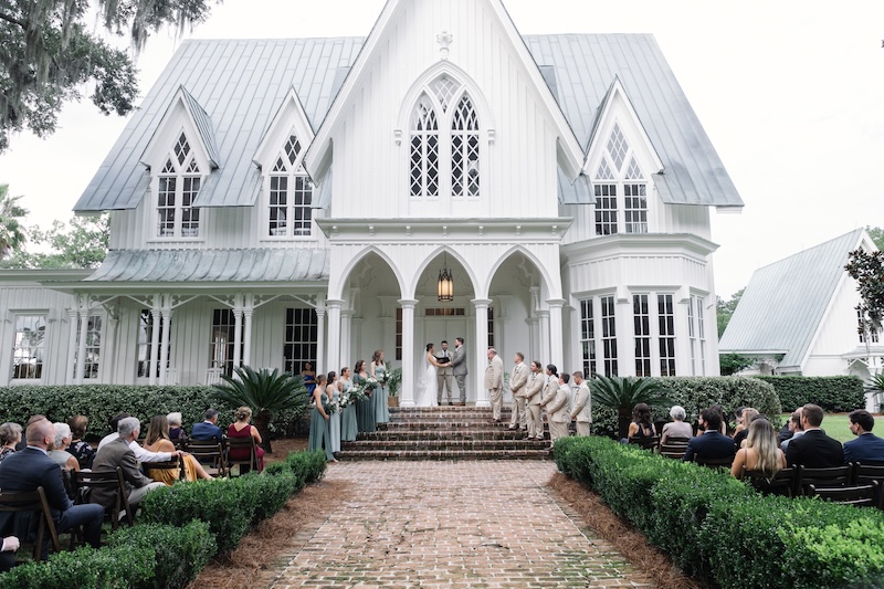 Wedding in front of a church