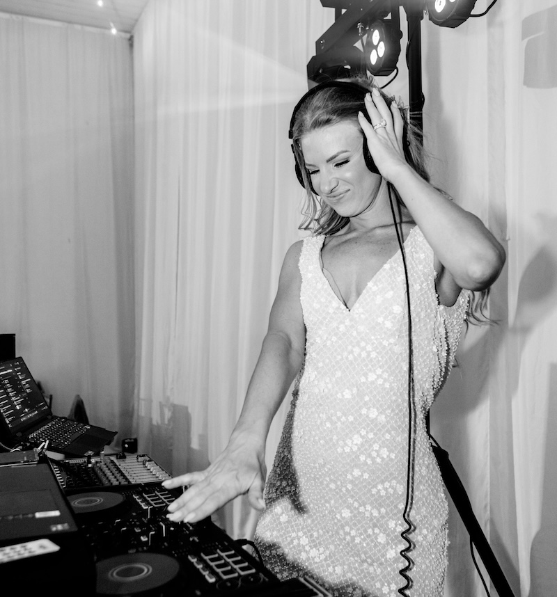 Bride being the DJ at her wedding